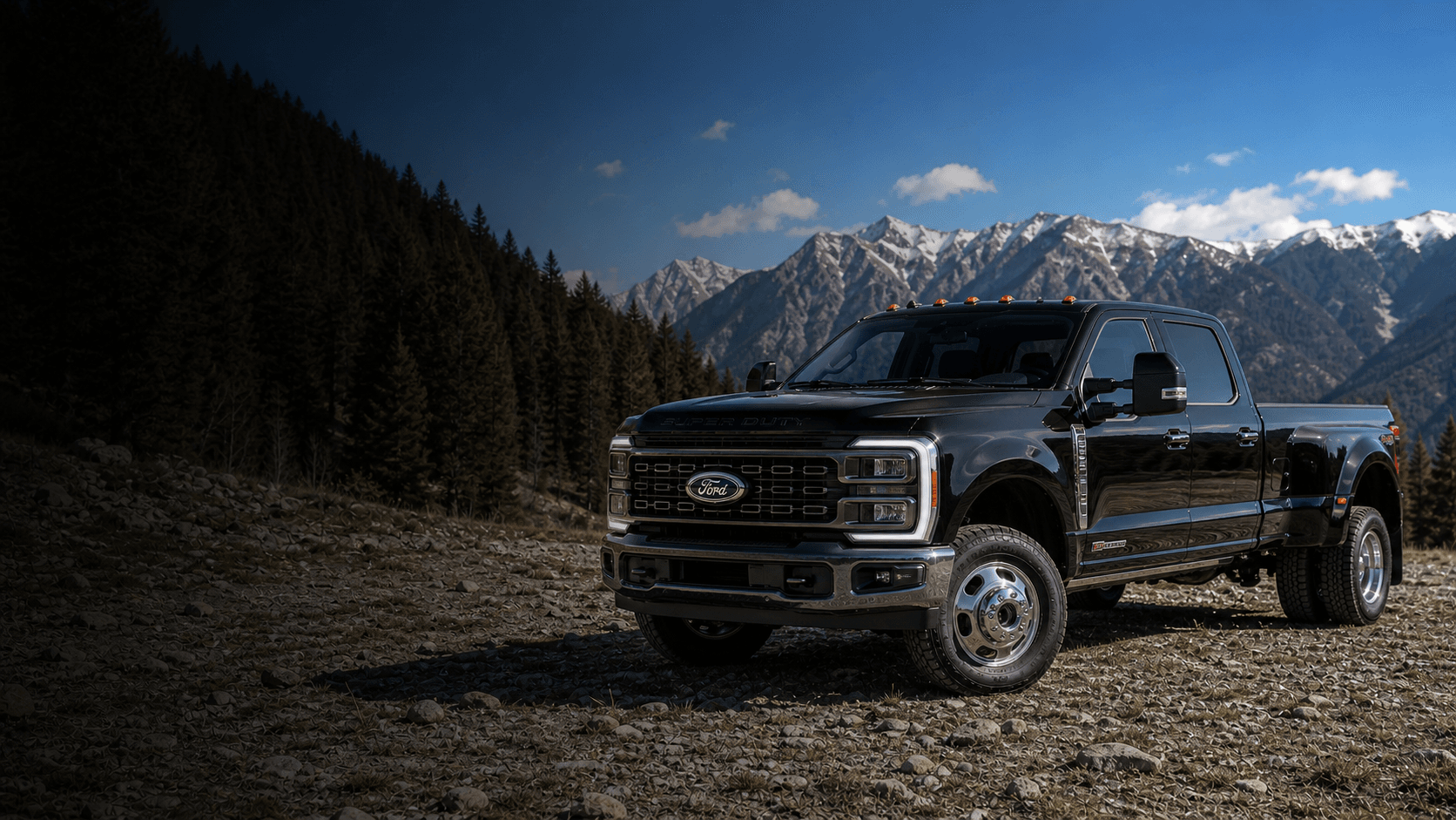 Heavy-duty diesel truck in the mountains